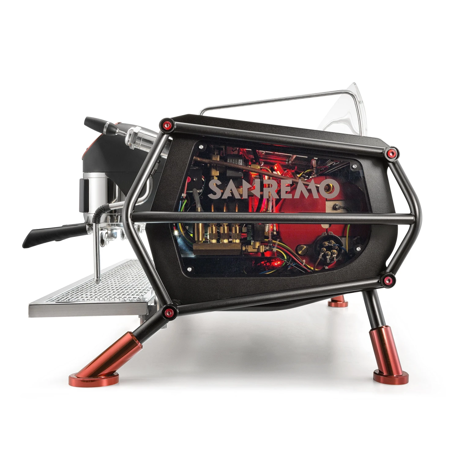 Sanremo Café Racer Naked 3 Group Volumetric Espresso Machine - Black/Red 2 Sanremo Café Racer Naked 3 Group Volumetric Espresso Machine - Black/Red - Image 2